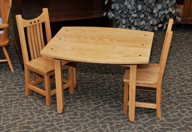 child's solid wood table and chairs