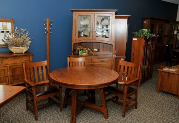 quarter-sawn-oak_arts-and-crafts_round_dining-table_dining-chairs_hutch