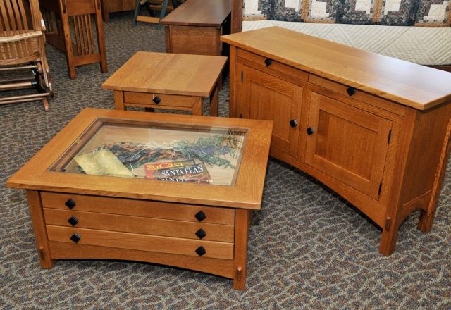Mission style square shop coffee table