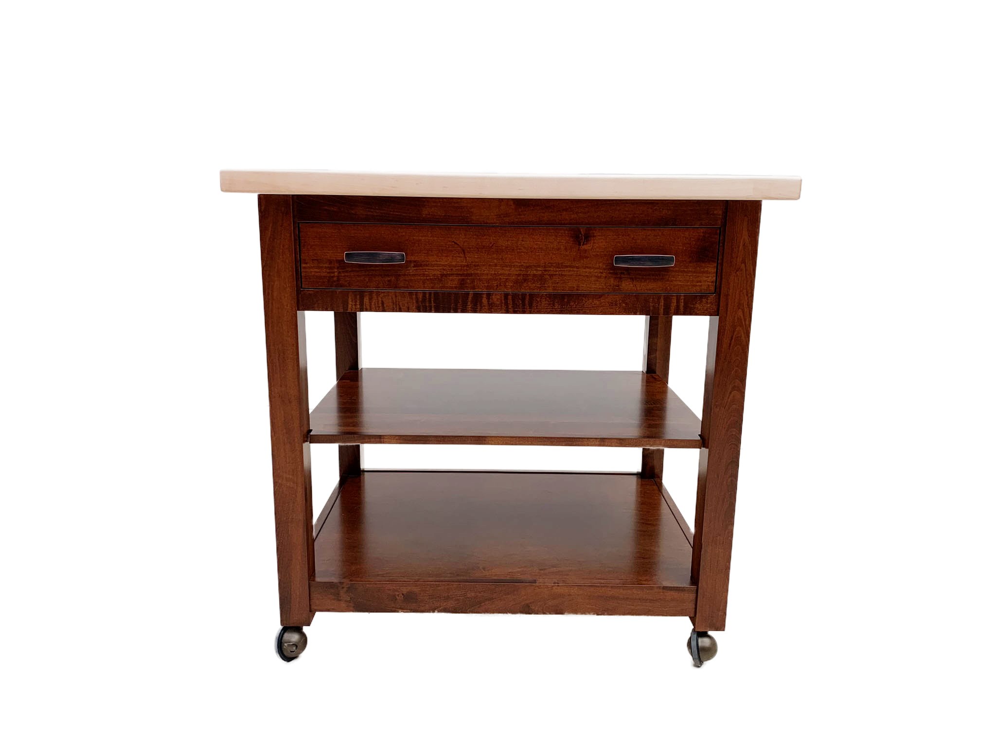 Image of an Amish wood dining table with chairs in white